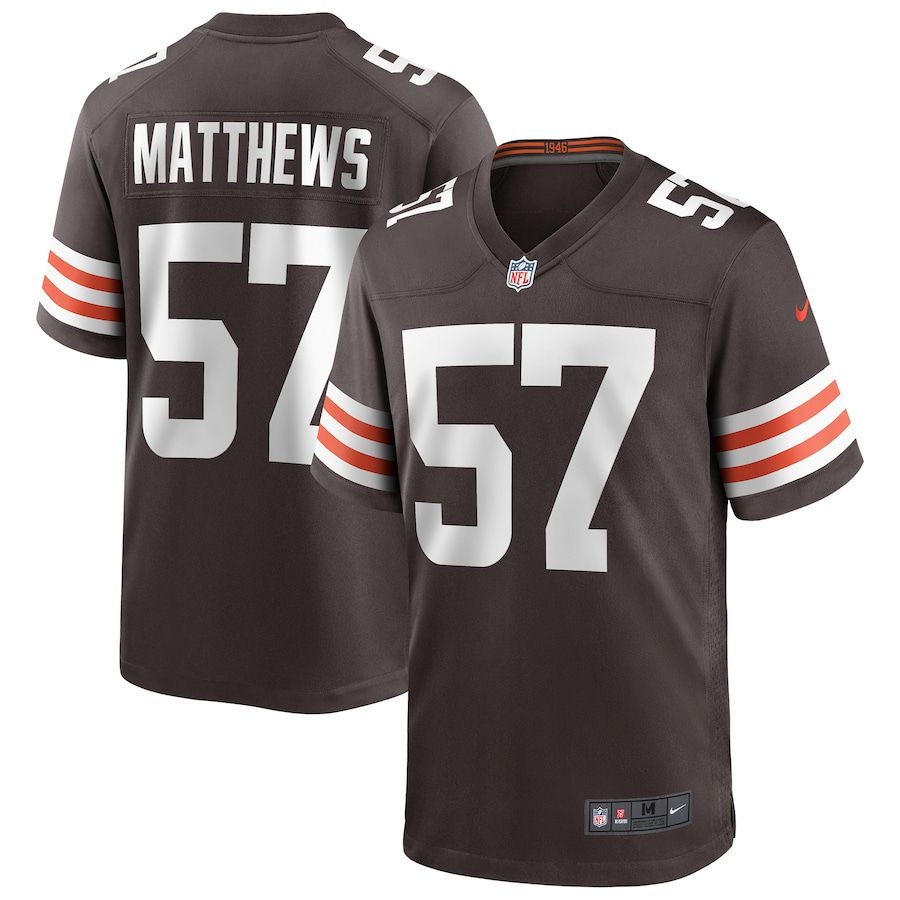 Men Cleveland Browns #57 Clay Matthews Nike Brown Game Retired Player NFL Jersey